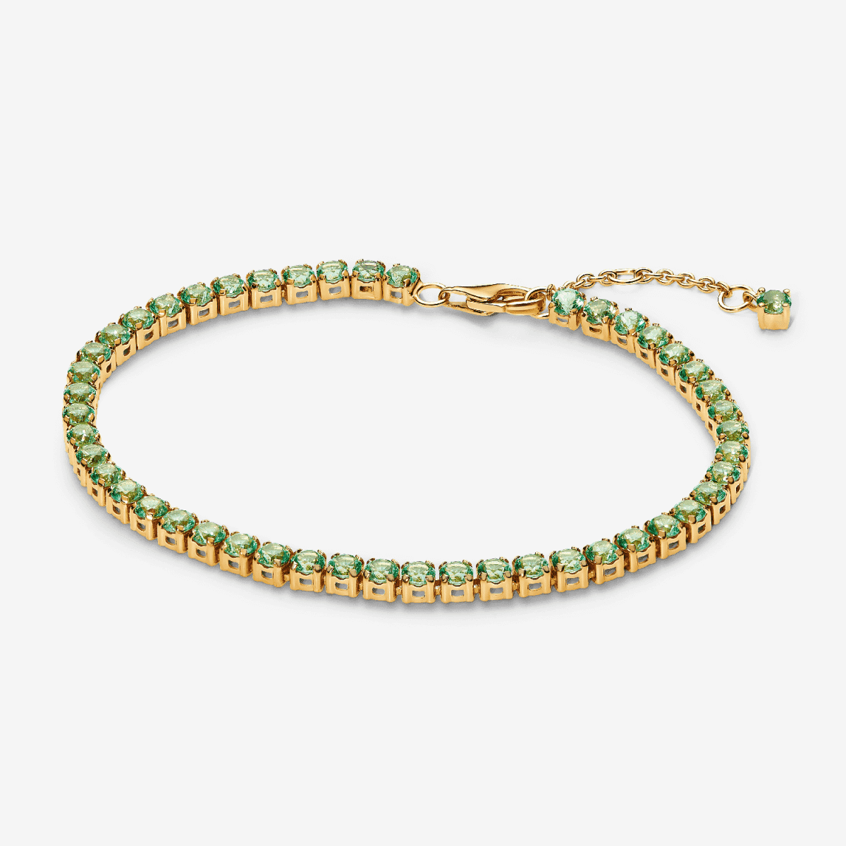 Pulsera Tenis Verde Brillante con chapado en oro y cristales verdes vista frontal - 561469C02 Pulsera Tenis Verde Brillante con chapado en oro y cristales verdes vista frontal - 561469C02