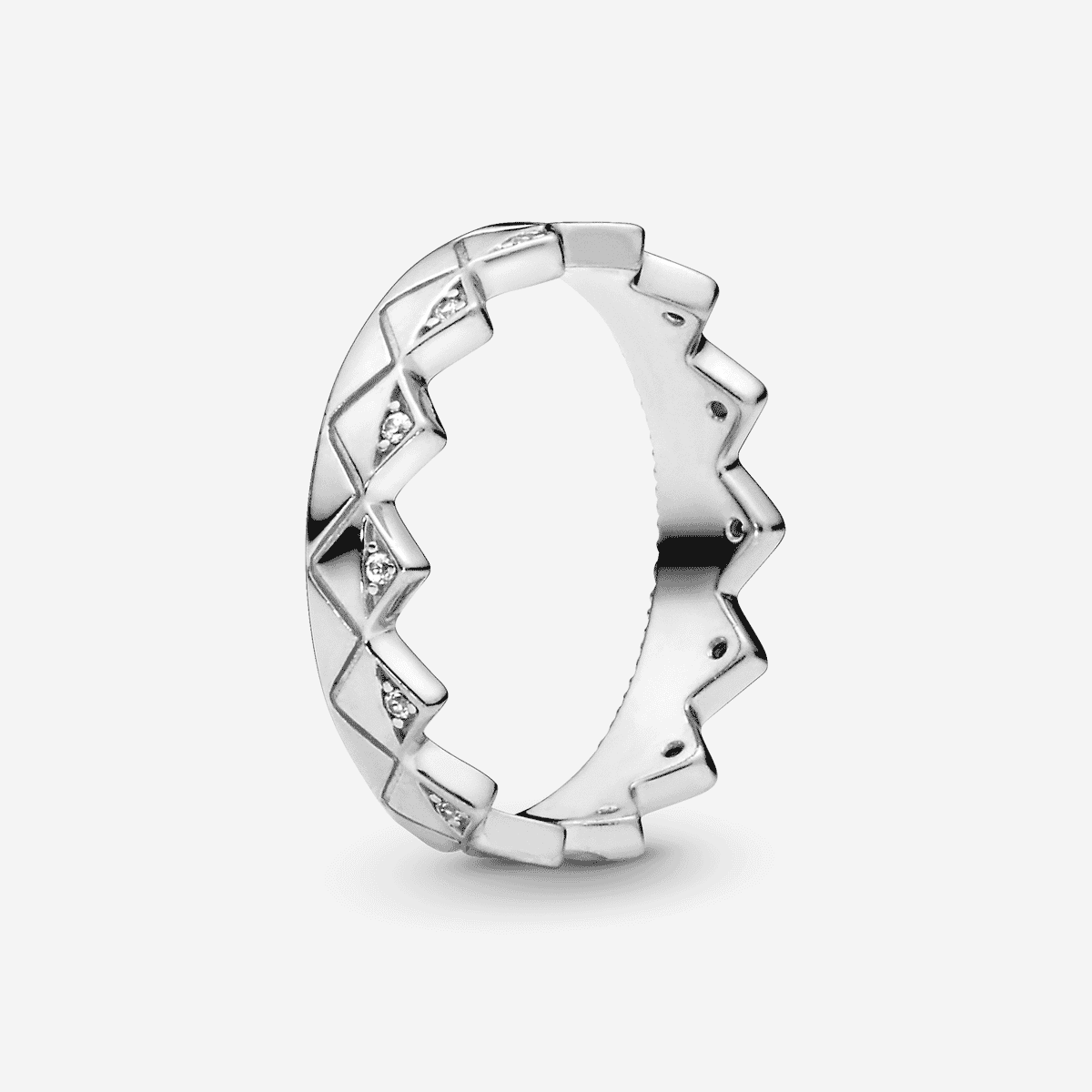 Anillo Pandora Corona Exótica en plata de ley con circonitas vista frontal - 198033CZ