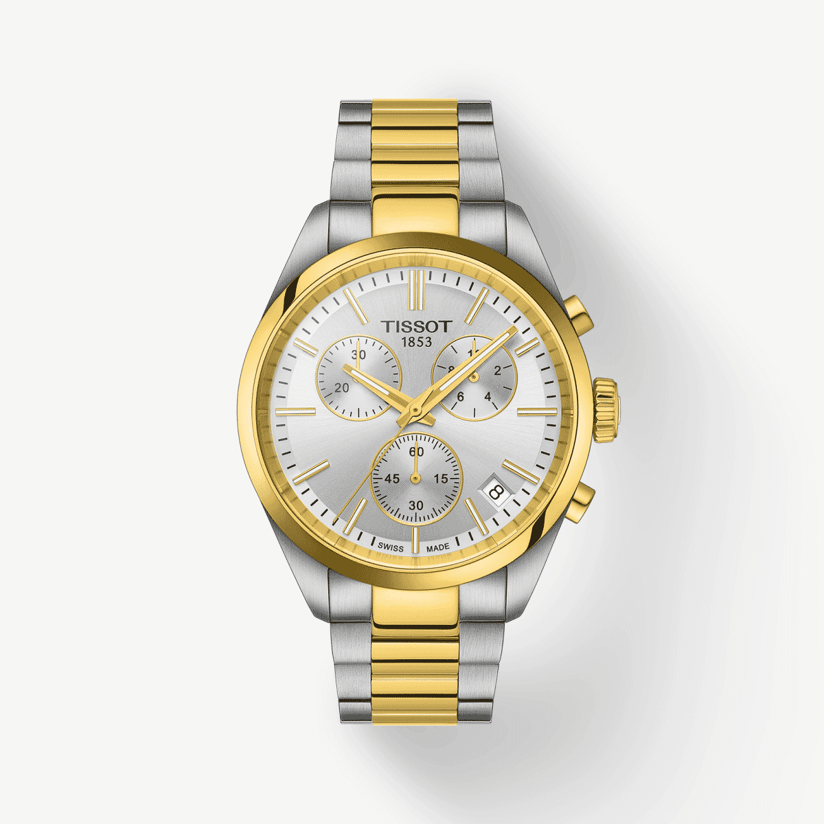 Reloj Tissot PR 100 Chronograph con brazalete bicolor y esfera plateada - T1504172203100 Reloj Tissot PR 100 Chronograph con brazalete bicolor y esfera plateada - T1504172203100