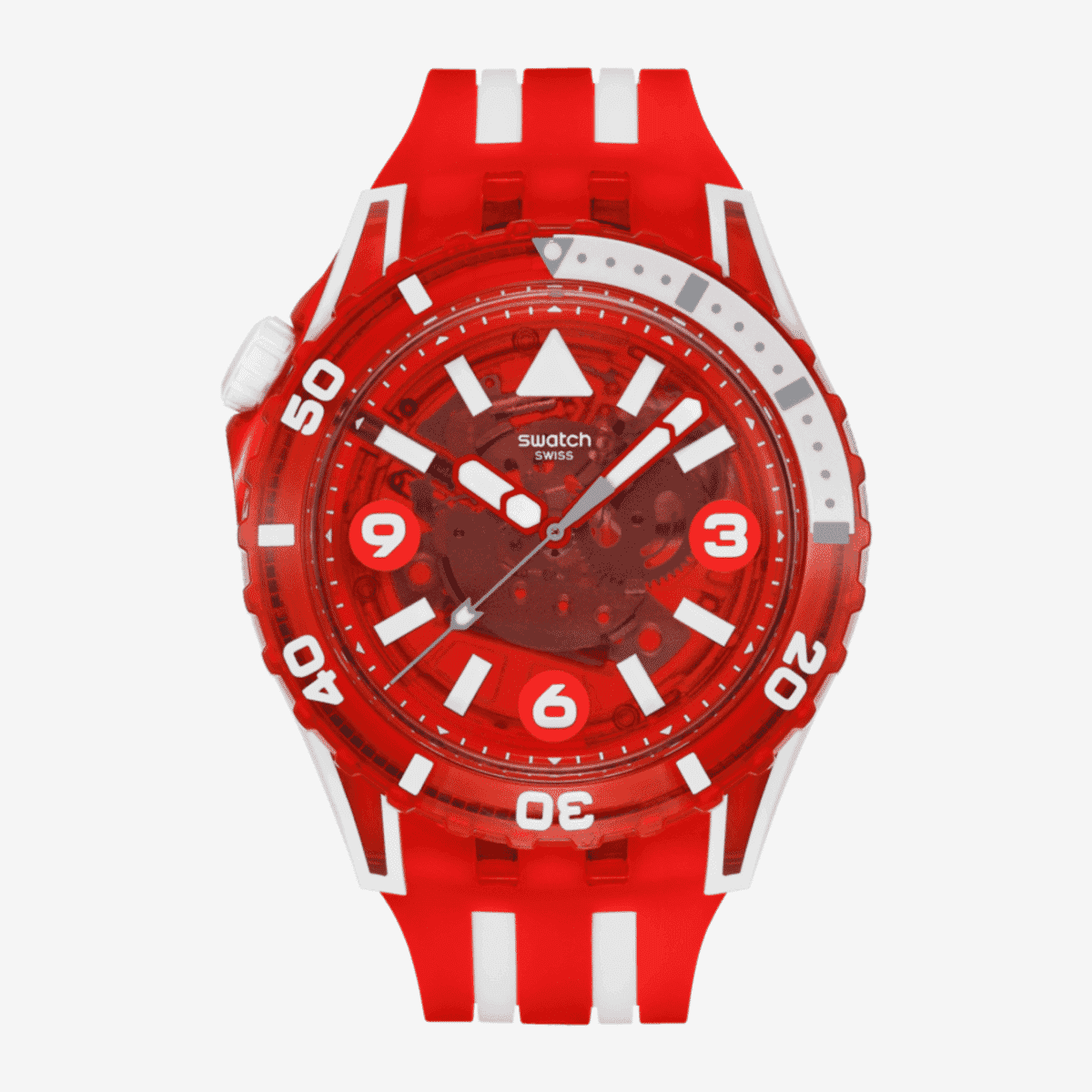 Reloj Swatch Lion's Mane SSCU09R100 con correa de silicona roja y esfera roja transparente - SSCU09R100 Reloj Swatch Lion's Mane SSCU09R100 con correa de silicona roja y esfera roja transparente - SSCU09R100