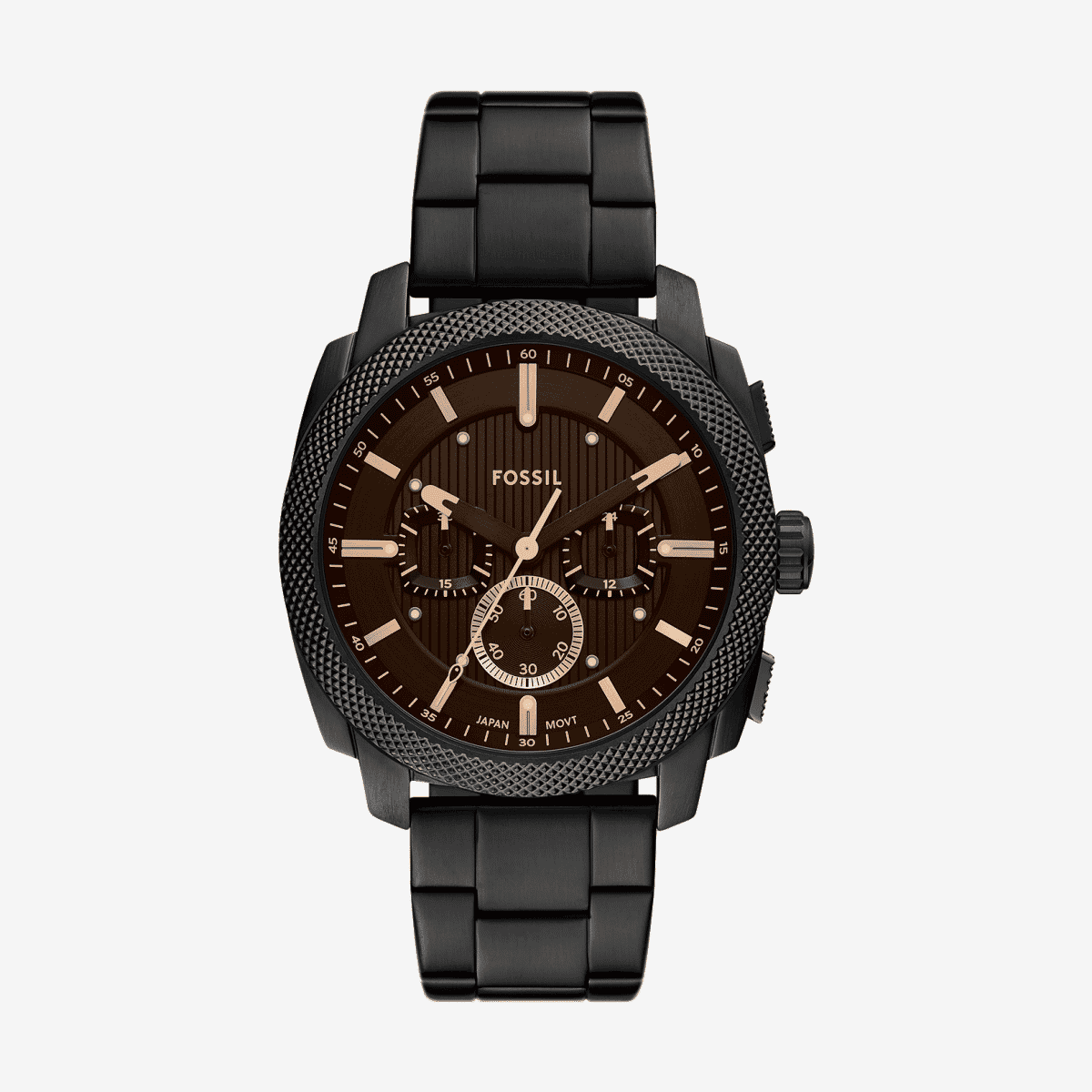 Reloj Fossil Machine FS6097 con brazalete de acero inoxidable negro y esfera marrón - FS6097 Reloj Fossil Machine FS6097 con brazalete de acero inoxidable negro y esfera marrón - FS6097