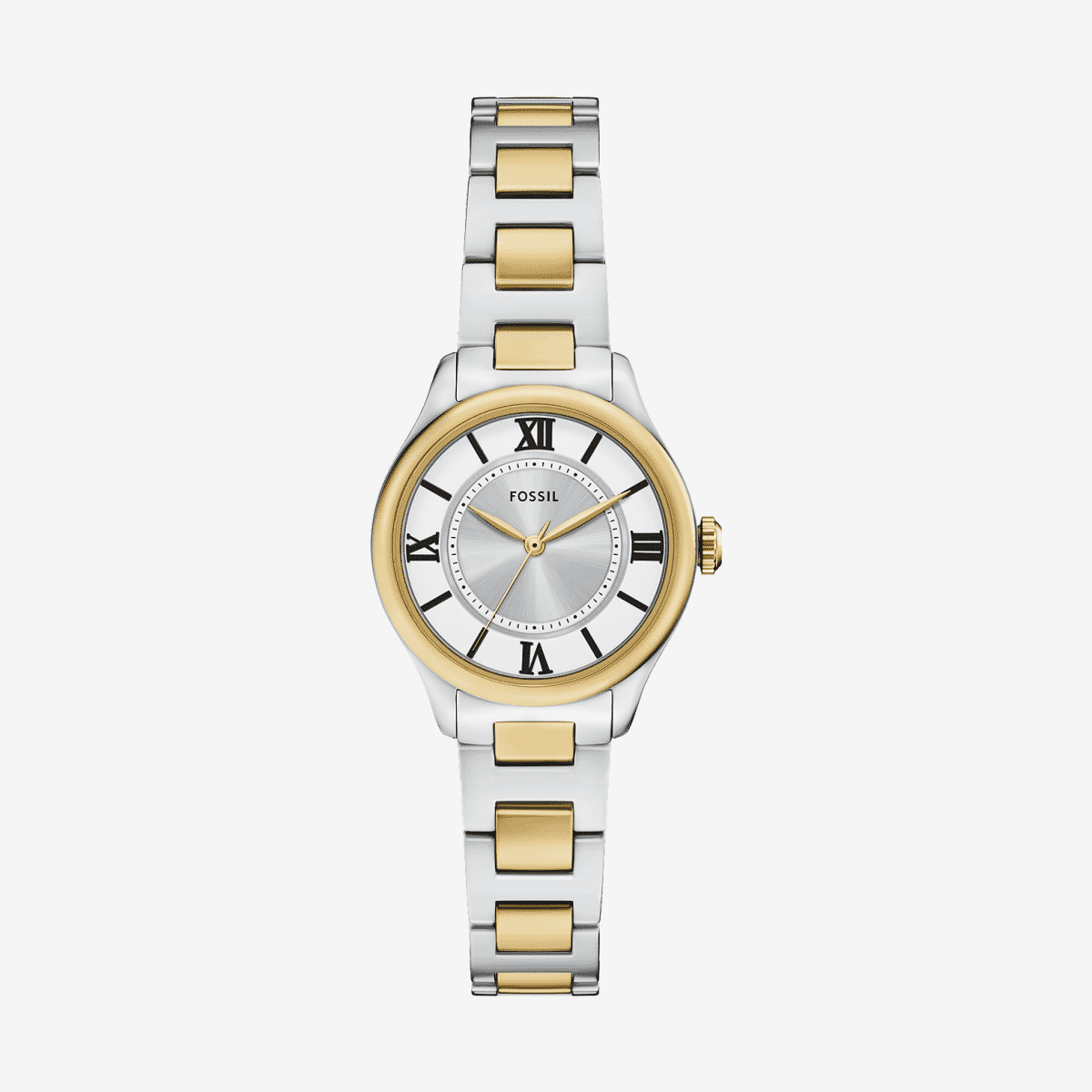 Reloj Fossil Gilmore ES5422 con brazalete bicolor de acero inoxidable vista frontal - ES5422 Reloj Fossil Gilmore ES5422 con brazalete bicolor de acero inoxidable vista frontal - ES5422