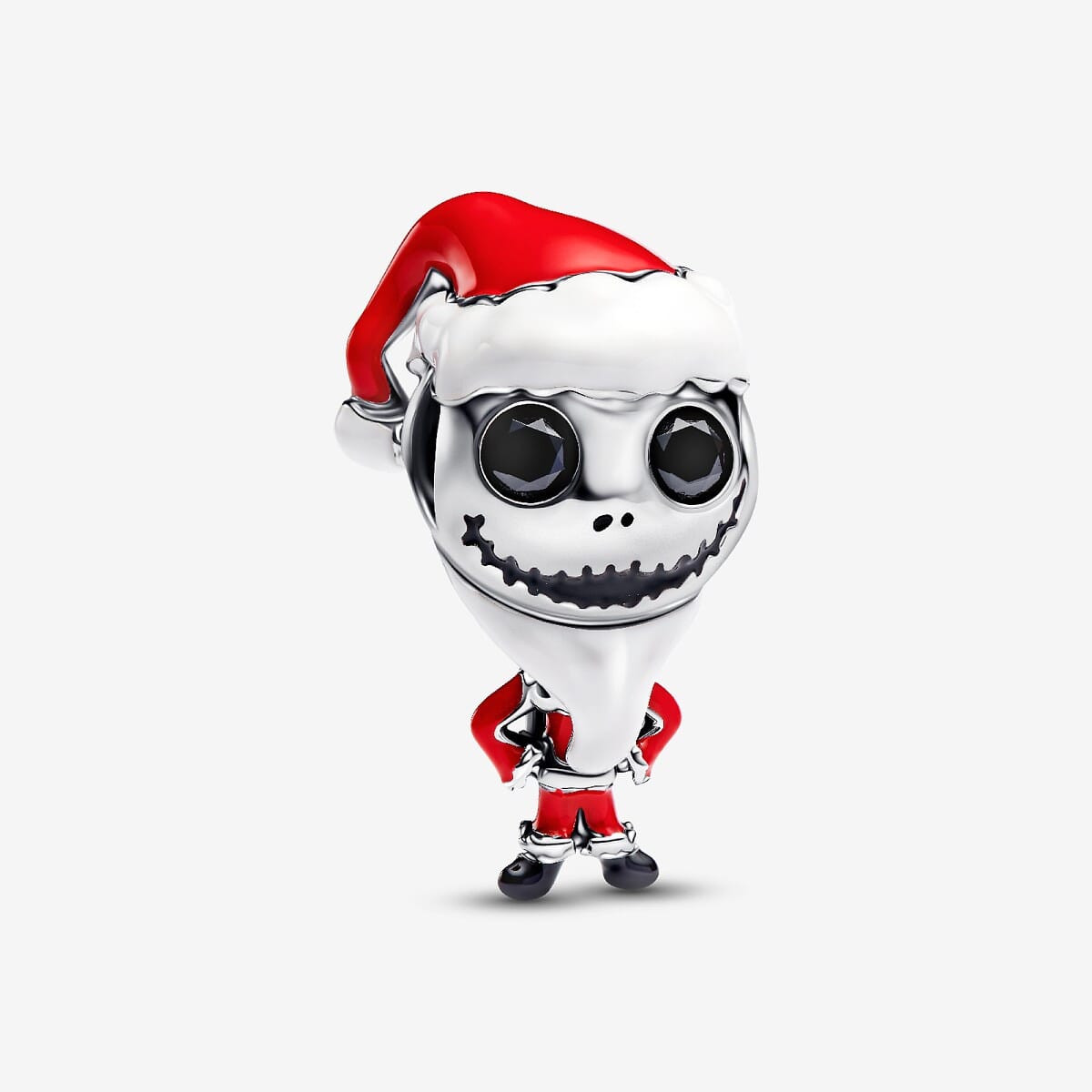 Charm Jack Skellington de Pesadilla antes de Navidad de Disney en plata de ley y esmalte rojo vista frontal - 793979C01