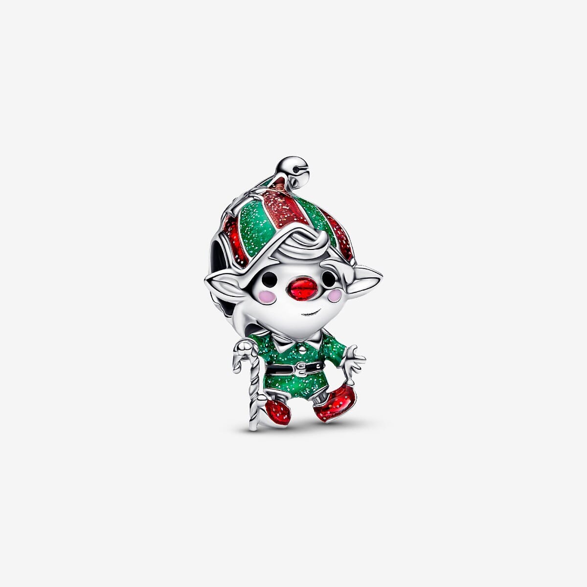 Charm Elfo Móvil en plata de primera ley y esmalte rojo y verde - 794294C01