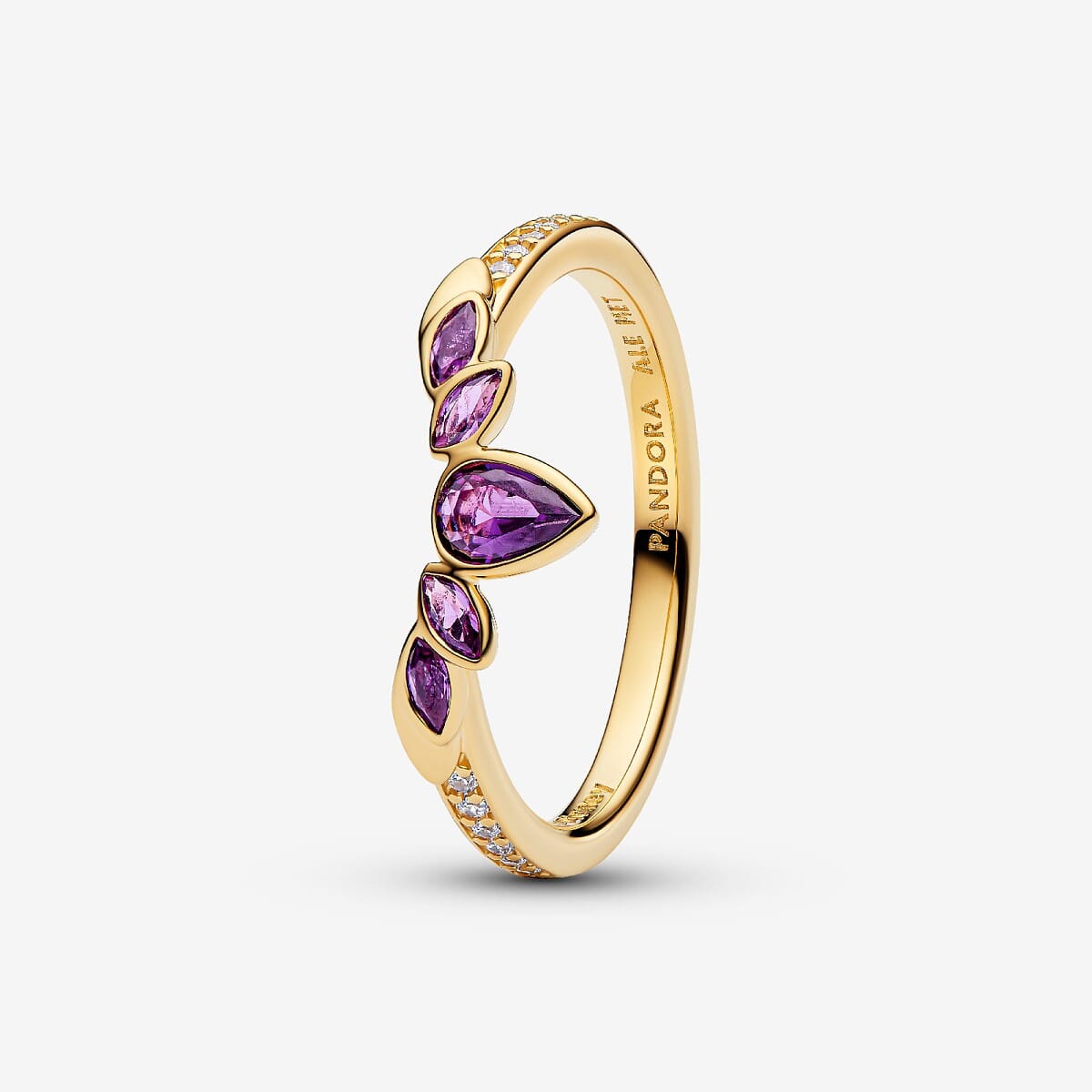 Anillo Tiara de la Reina Anna de Frozen de Disney con chapado en oro y gemas moradas - 164135C01