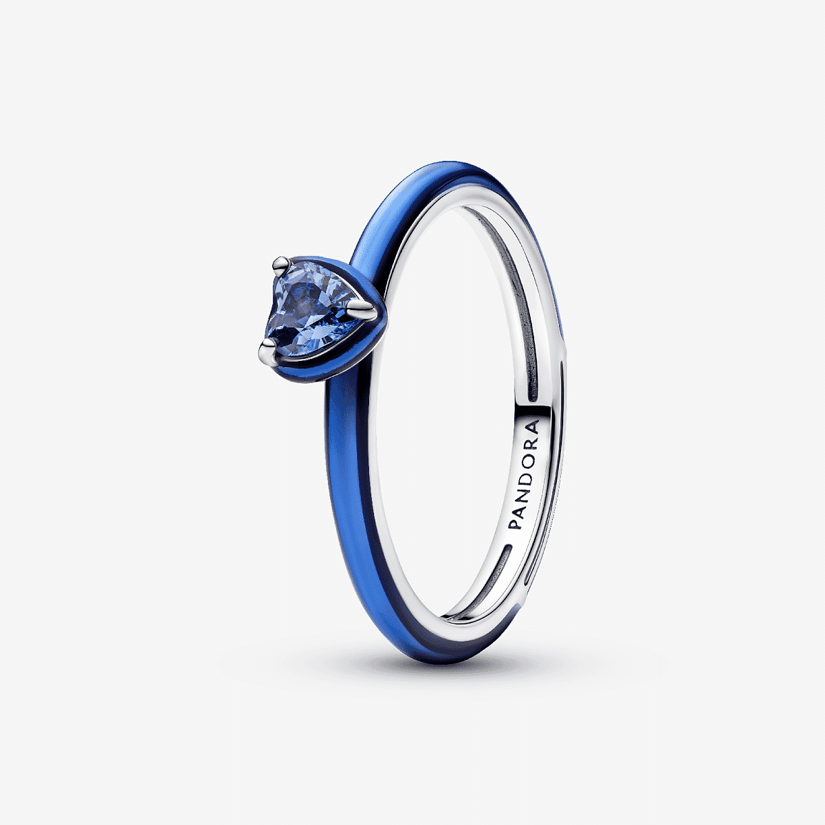 Anillo Pandora Corazón Chakra Azul de plata de ley con gema azul vista lateral - 193088C03