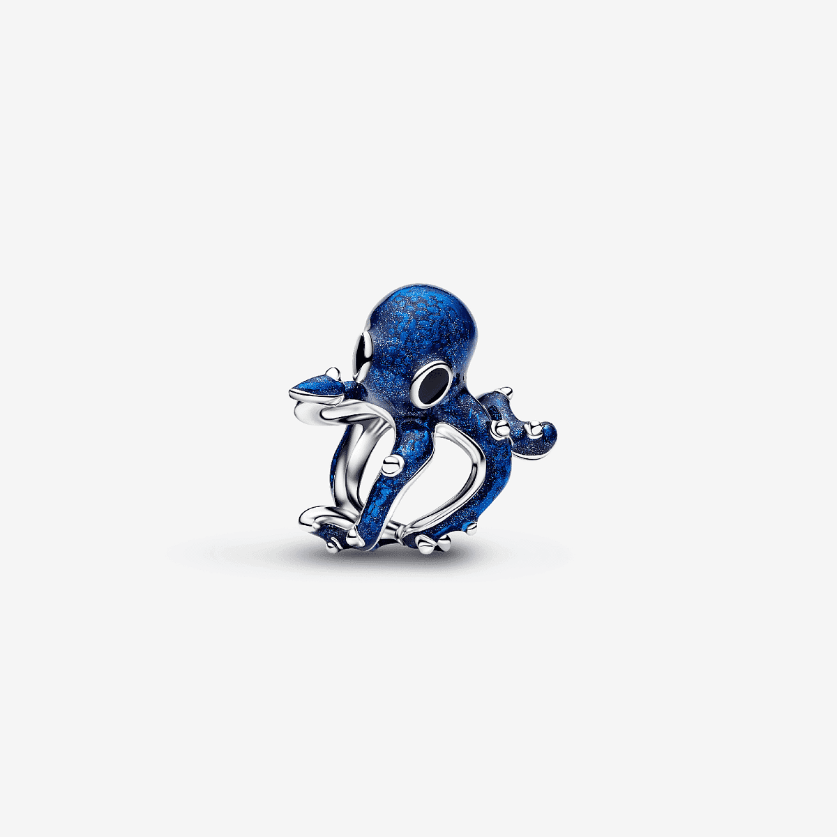 Vista frontal del Charm Pandora Pulpo Azul en plata de ley y esmalte azul - 794706C01