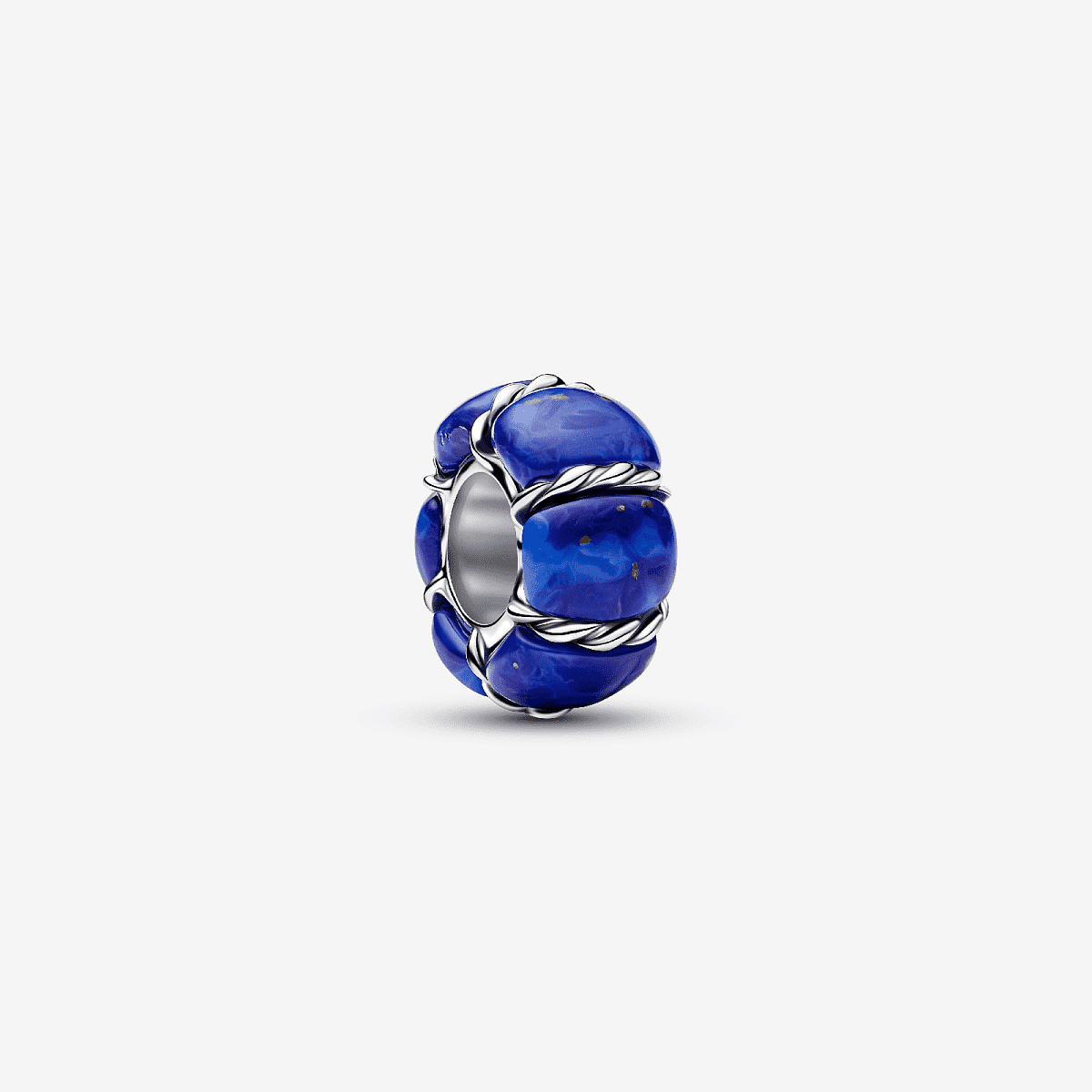 Vista frontal del Charm Pandora Boya Marítima en plata de ley y color azul - 794693C01