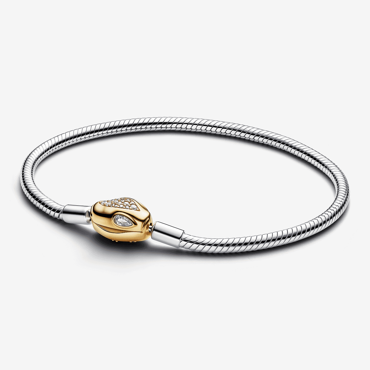 Pulsera Pandora Moments Cadena y Cierre de Serpiente en plata de ley y chapado en oro vista frontal - 563683C01