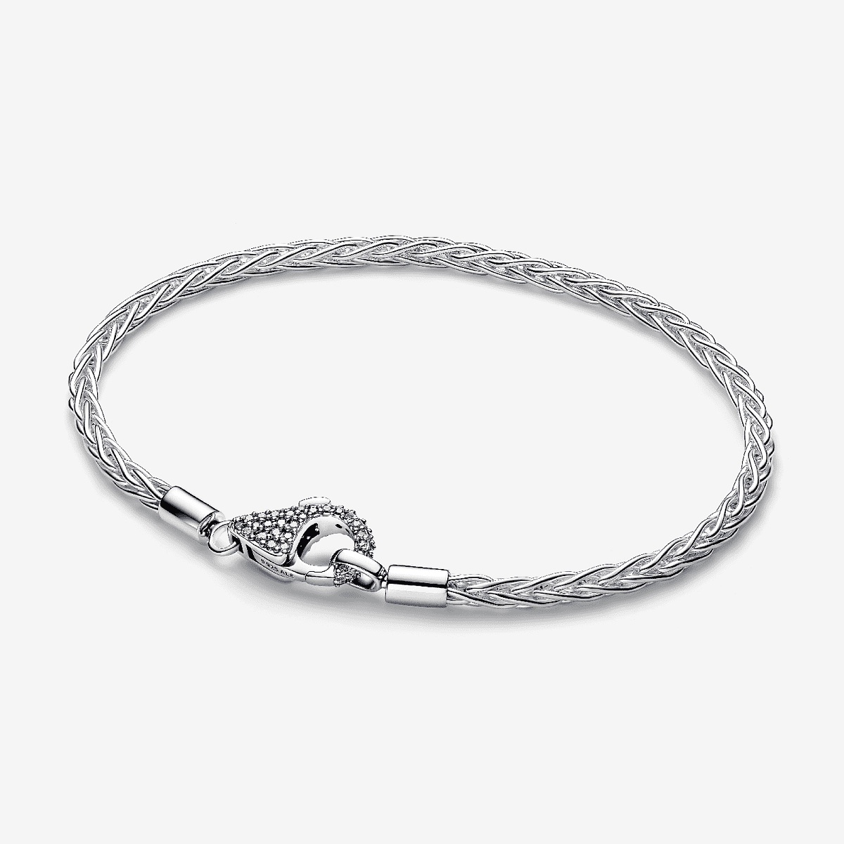 Vista frontal de la Pulsera Pandora Moments Cadena de Espiga con Cierre en Pavé en plata de ley y circonitas transparentes - 594462C01