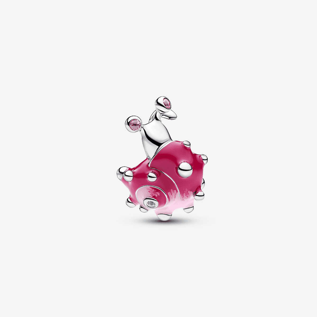 Vista frontal del Charm Pandora Caracol Rosa en plata de ley y esmalte rosa - 794553C01