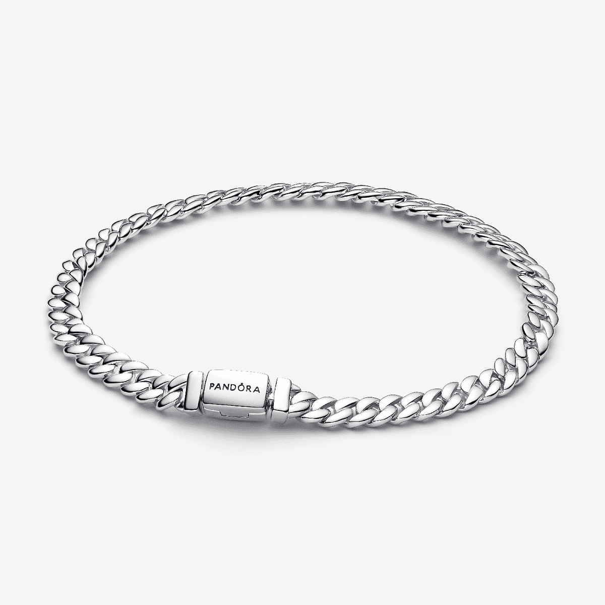 Pulsera Pandora Cadena Cubana en plata de ley vista frontal - 594367C00