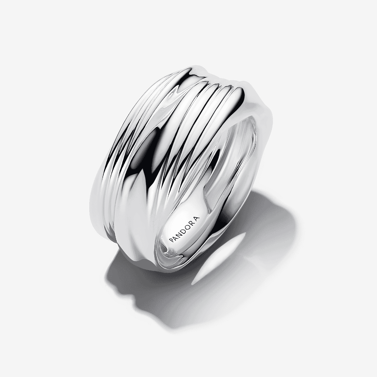 Anillo Pandora Doble Entrelazado de plata de ley color plateado vista frontal - 193890C00
