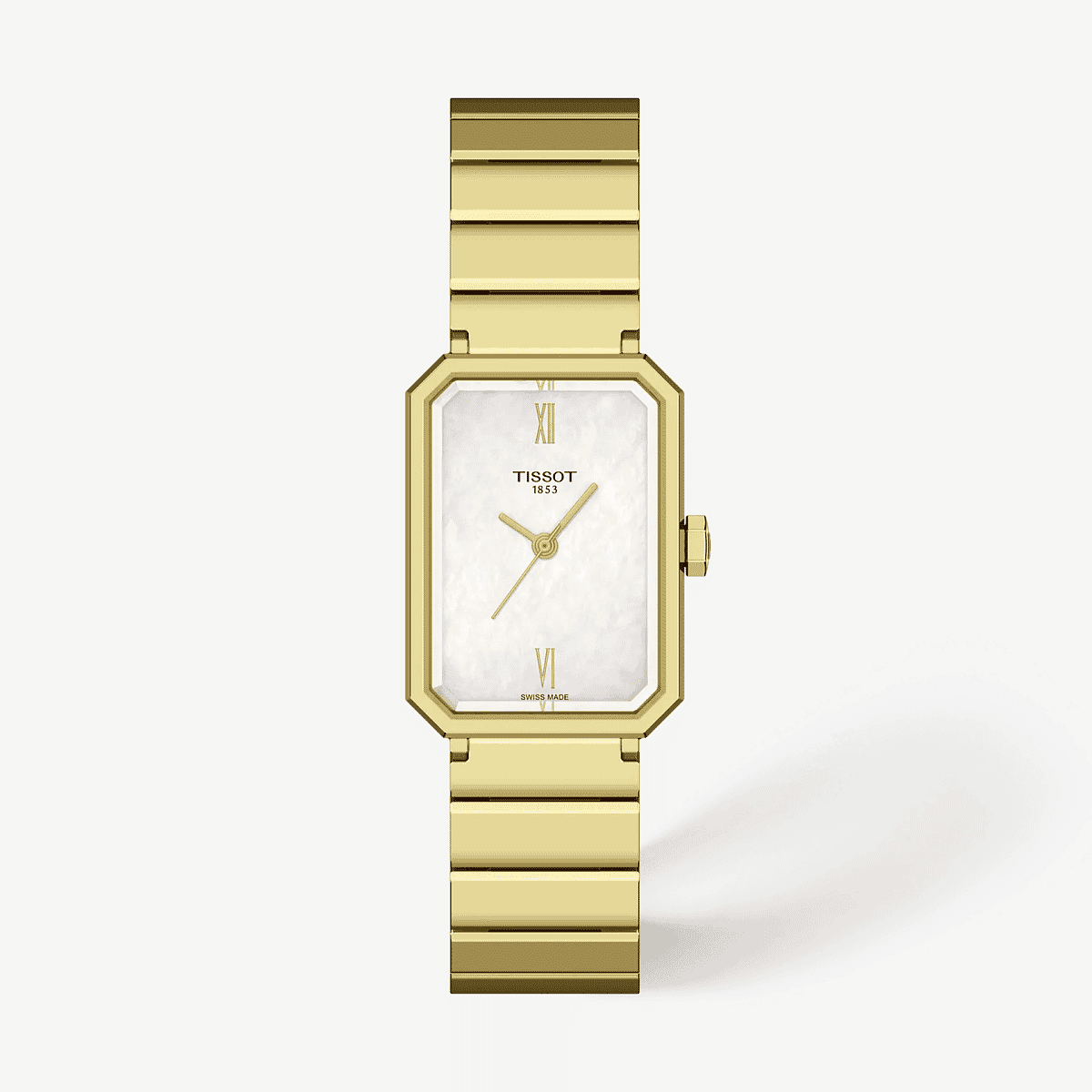 Reloj Tissot SRV 30mm Esfera Blanca Y Brazalete Dorado - T1601103311300