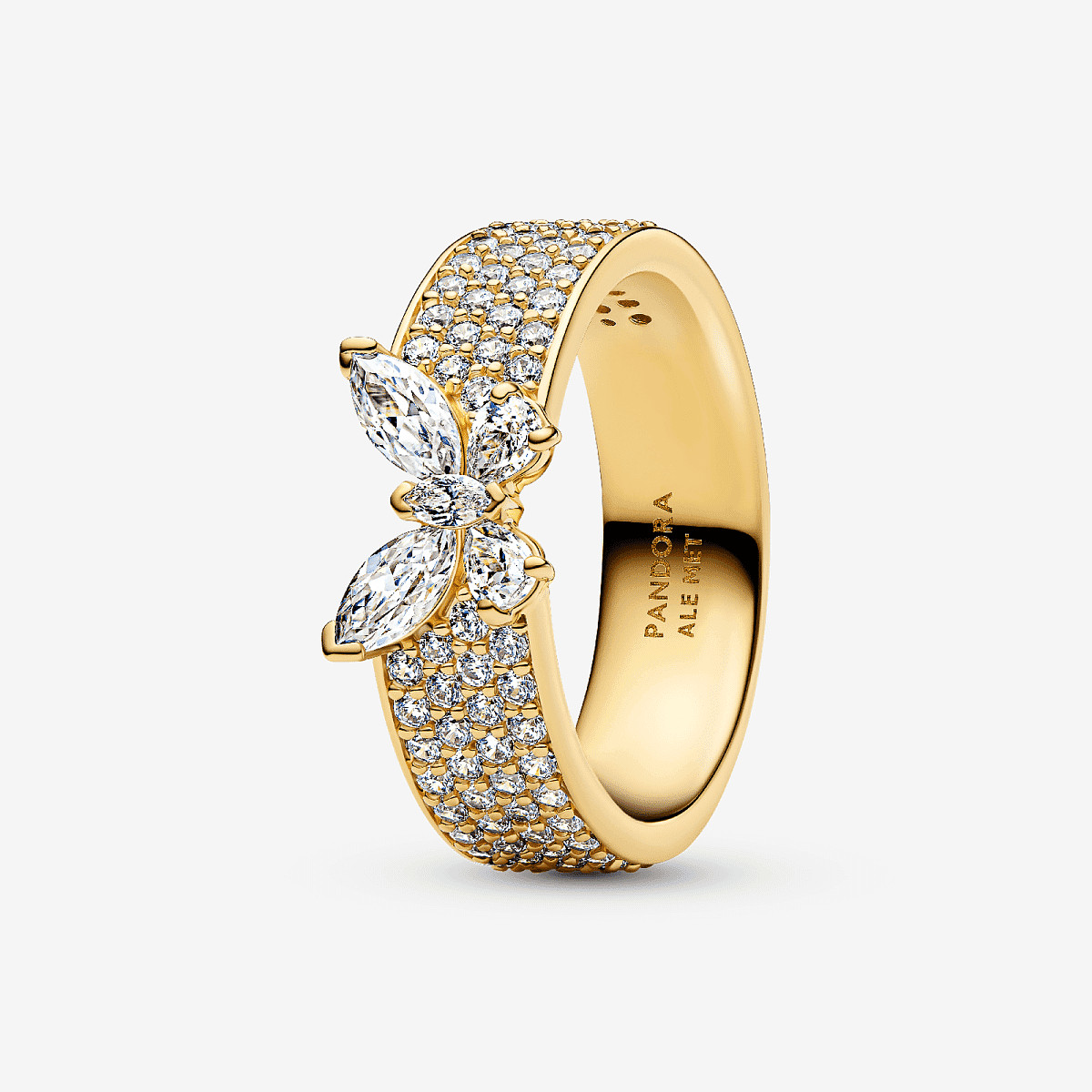 Anillo Pandora Ancho Mariposa Brillante Chapado en Oro - 164270C01