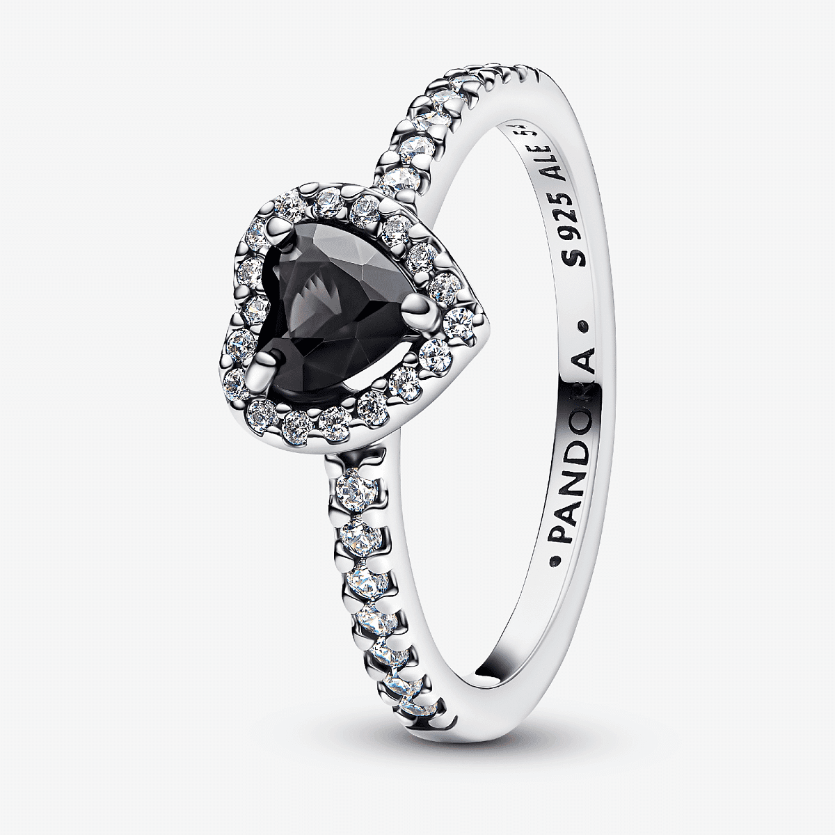 Anillo Pandora Corazón Negro Elevado - 198421C04