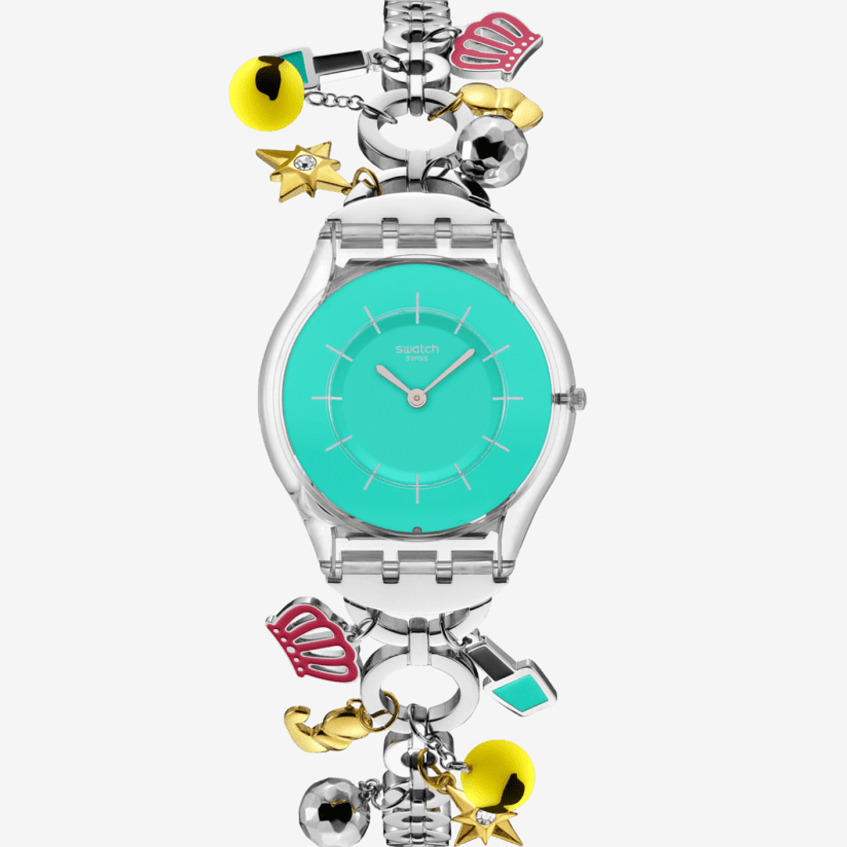 Vista frontal del Reloj Swatch Mother Like No Other con esfera verde y brazalete de acero inoxidable - SS08Z106G