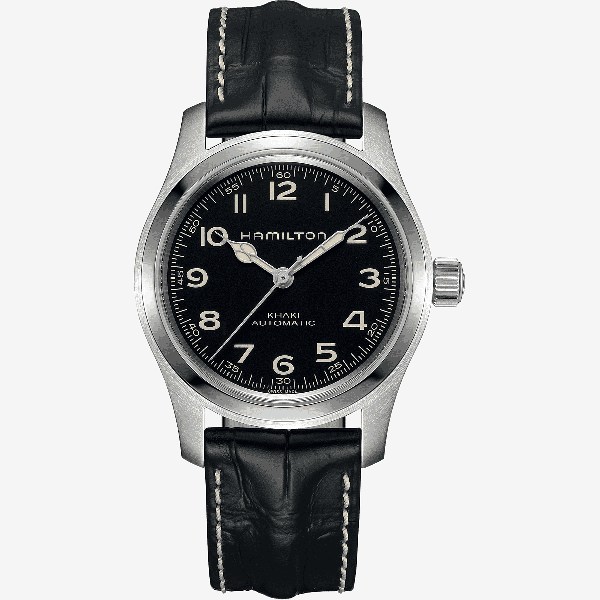Khaki Field Kit con brazalete Murph 42 mm vista frontal con esfera negra y correa de piel - H70605732