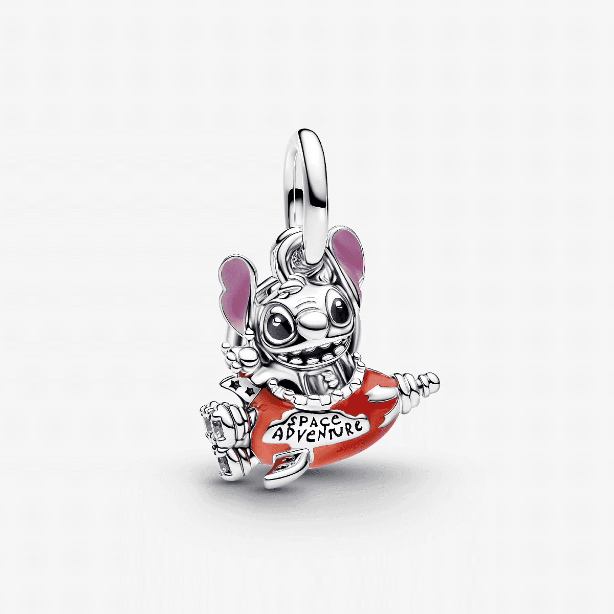 Charm Colgante Nave Espacial Stitch de Disney en plata de ley con esmalte naranja y detalles plateados - 793742C01