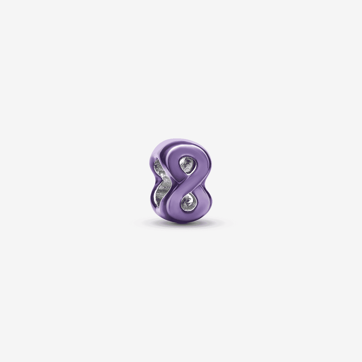 Charm Mini Infinito Morado de Pandora en plata de ley con esmalte morado vista frontal - 794909C01