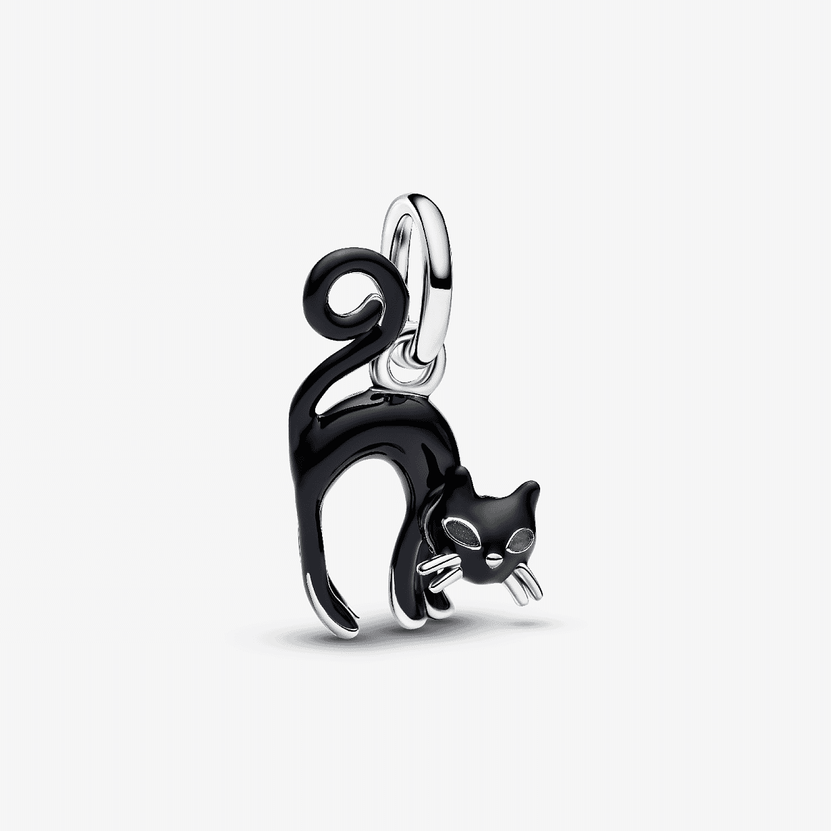 Charm Colgante Gato Negro de plata de ley y esmalte negro vista frontal - 794769C01