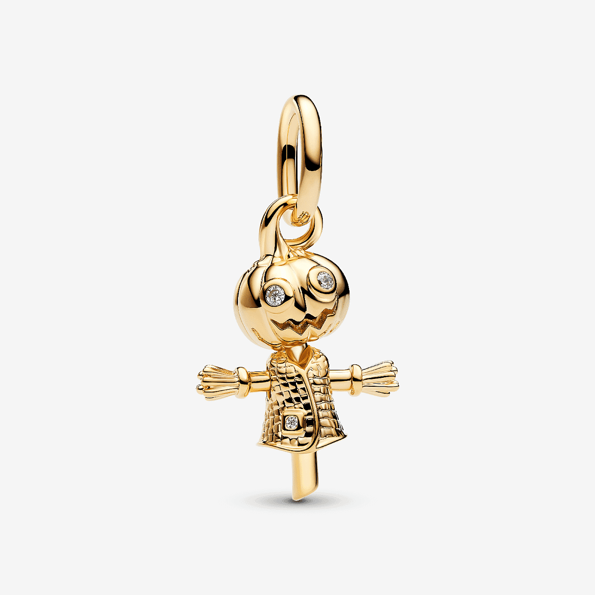 Charm Colgante Calabaza Espantapájaros en aleación de metales con chapado en oro de 14k y circonita transparente, vista frontal - 764770C01