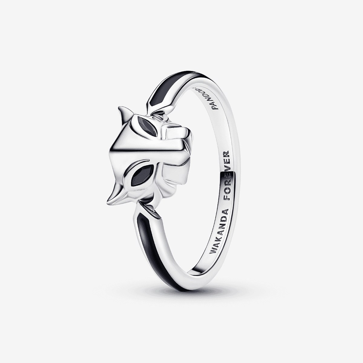 Anillo Pantera Negra de Marvel en plata de ley y esmalte negro vista lateral - 194223C01