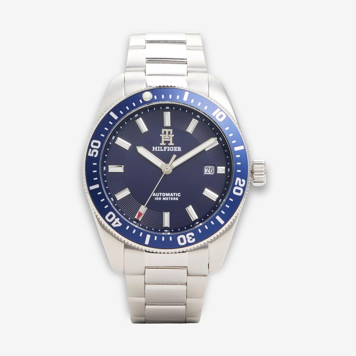 Vista frontal del Reloj Tommy Hilfiger de acero inoxidable con esfera azul y brazalete de acero - 1710591