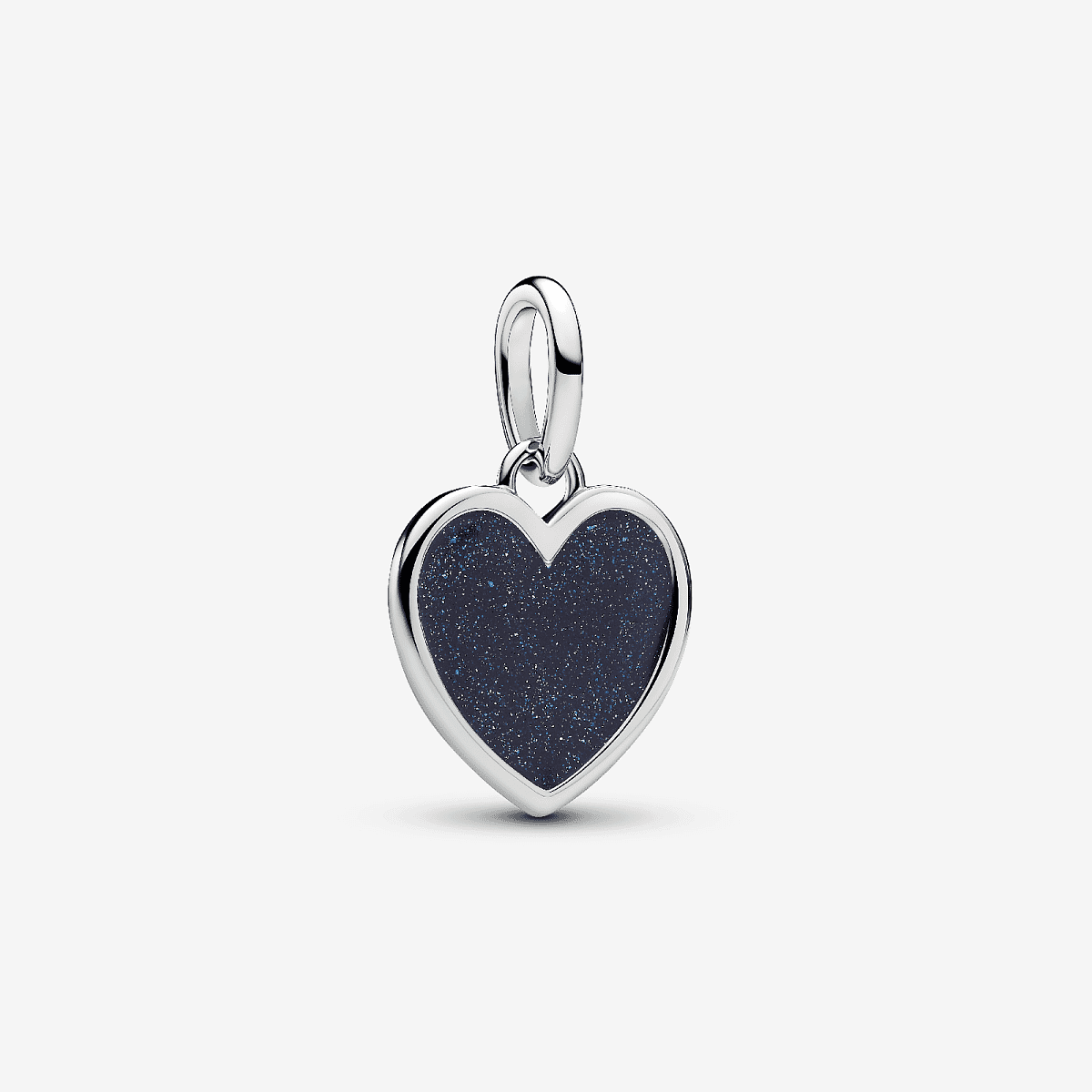 Charm Colgante Pandora Grabable Corazón Azul de aleación de metales y esmalte en vista frontal - 735088C01