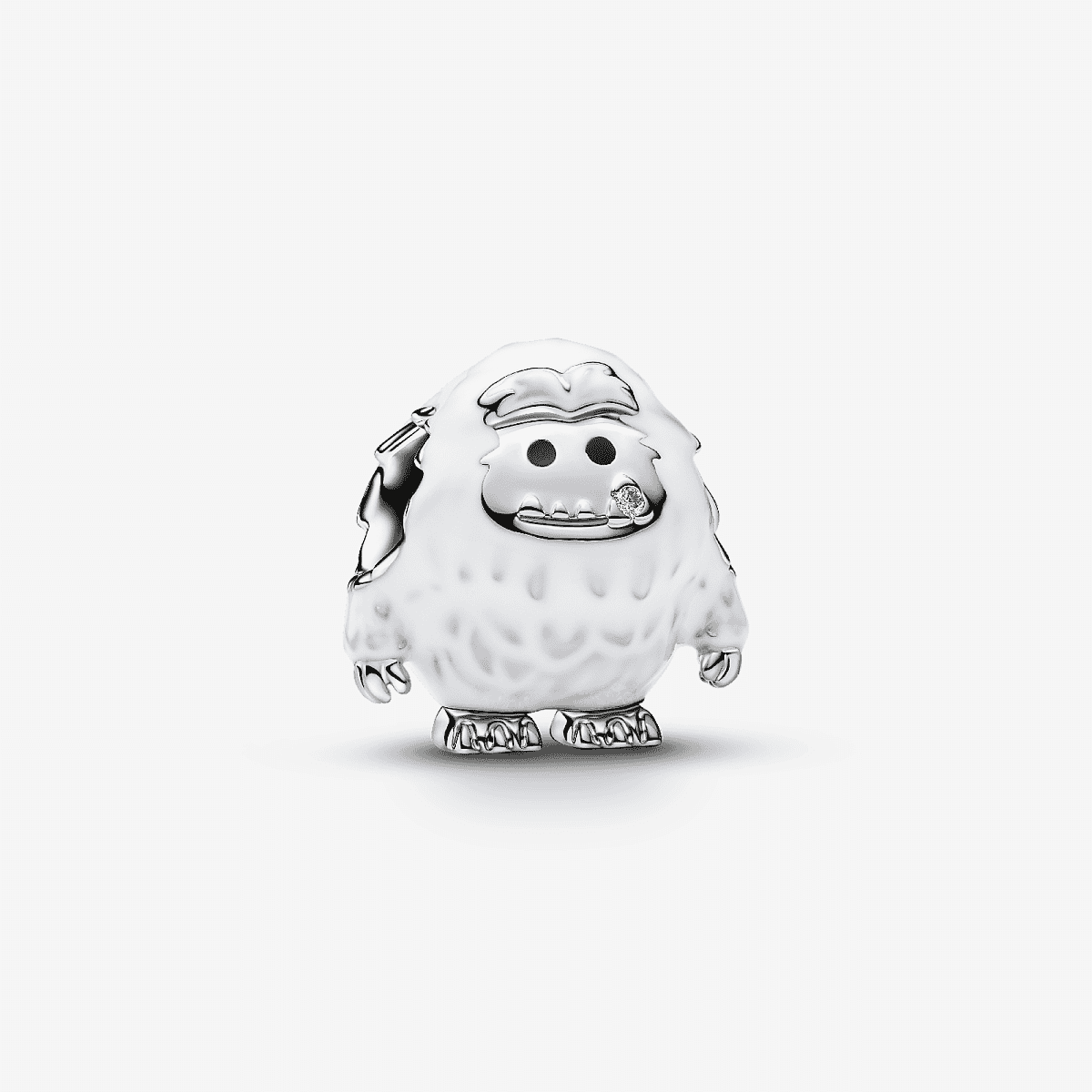 Charm Pandora Yeti de las Nieves de metal plateado con esmalte blanco vista frontal - 735058C01