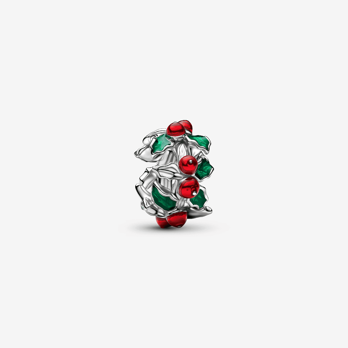 Charm Pandora Dulce Navidad de metal con esmalte rojo y verde en vista frontal - 734974C01