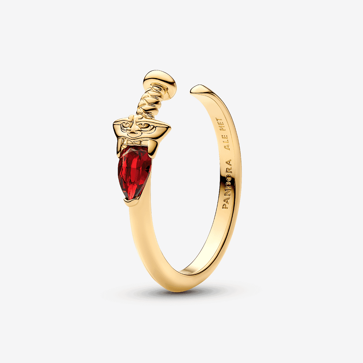 Anillo Pandora Abierto Espada de Mulán de Disney chapado en oro con cristal rojo y circonita - 164950C01