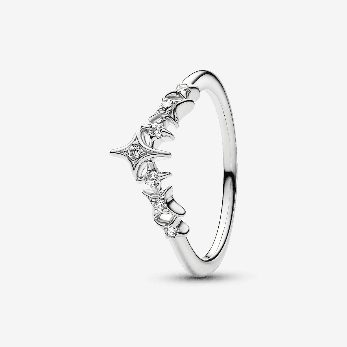 Anillo Pandora Tiara Estrellas de aleación de metales con circonitas transparentes en vista lateral - 134946C01