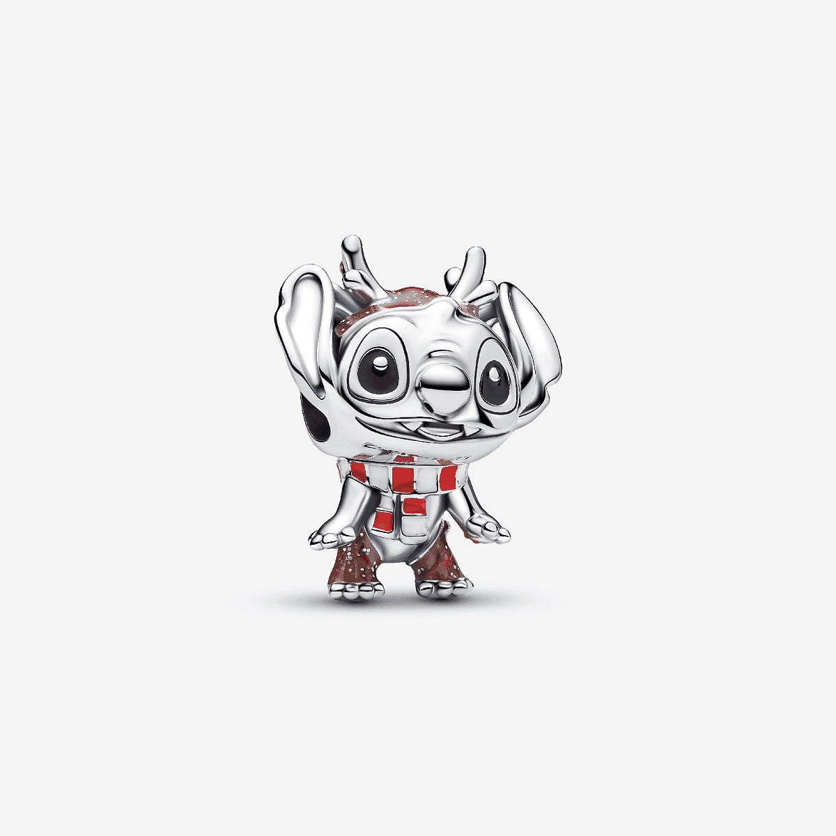 Charm Pandora Reno Stitch de Disney en plata de ley con detalles en esmalte vista frontal - 795024C01