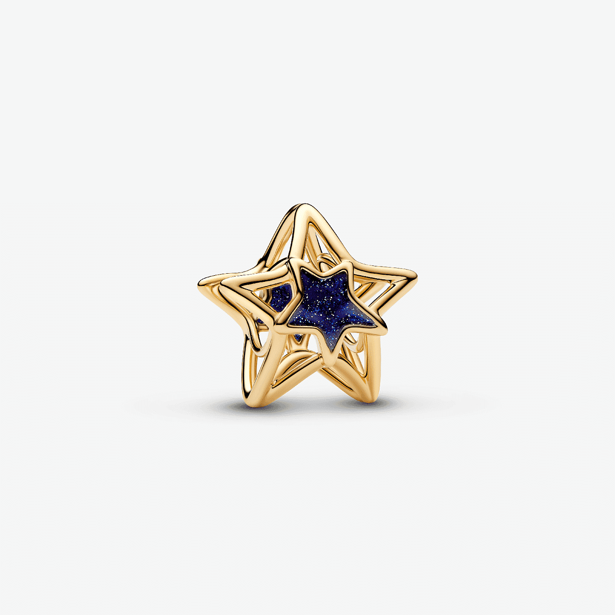 Charm Pandora Estrella en Filigrana en aleación con chapado en oro de 14k y esmalte azul, vista frontal - 765034C01