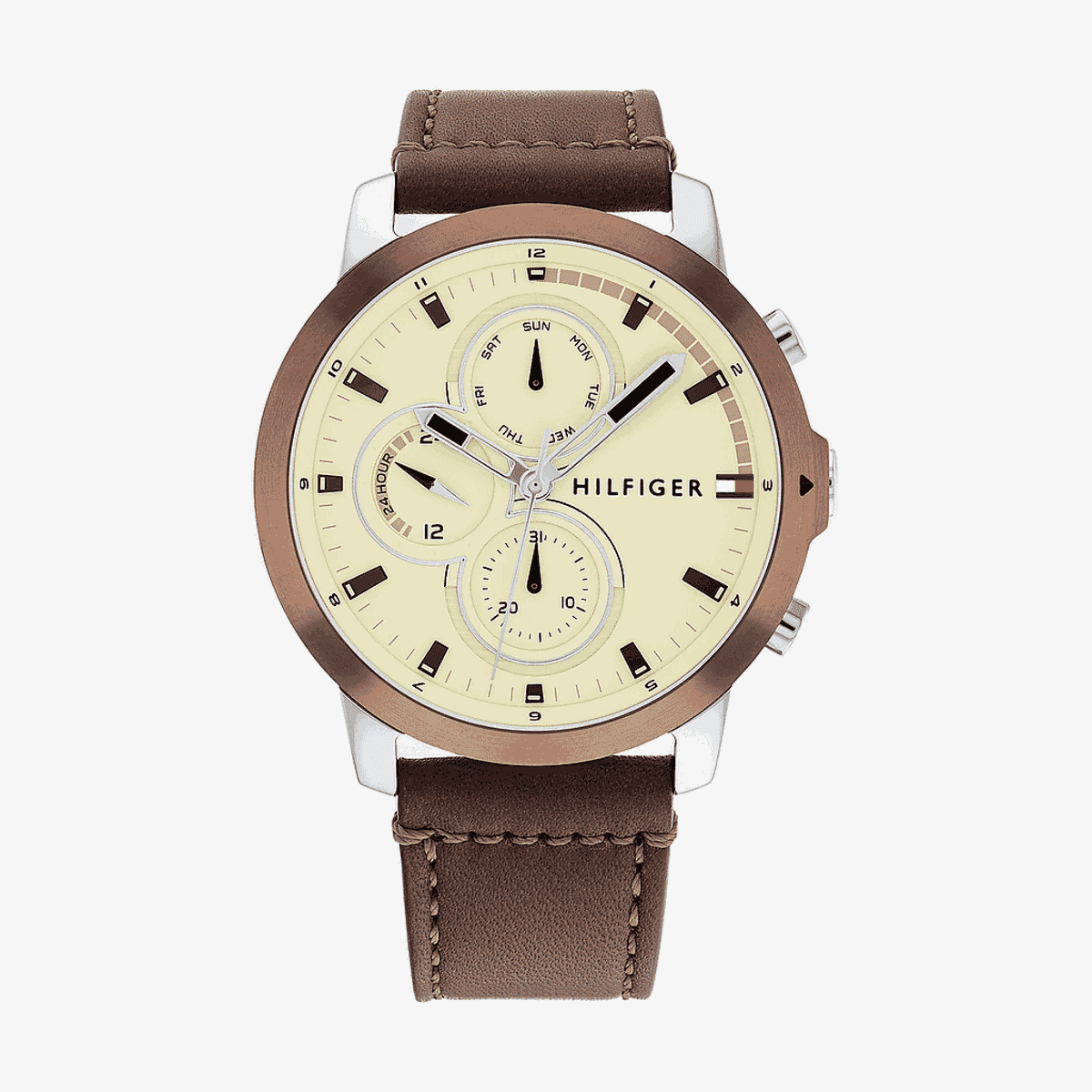 Reloj Tommy Hilfiger con esfera beige y correa de piel marrón - 1792053