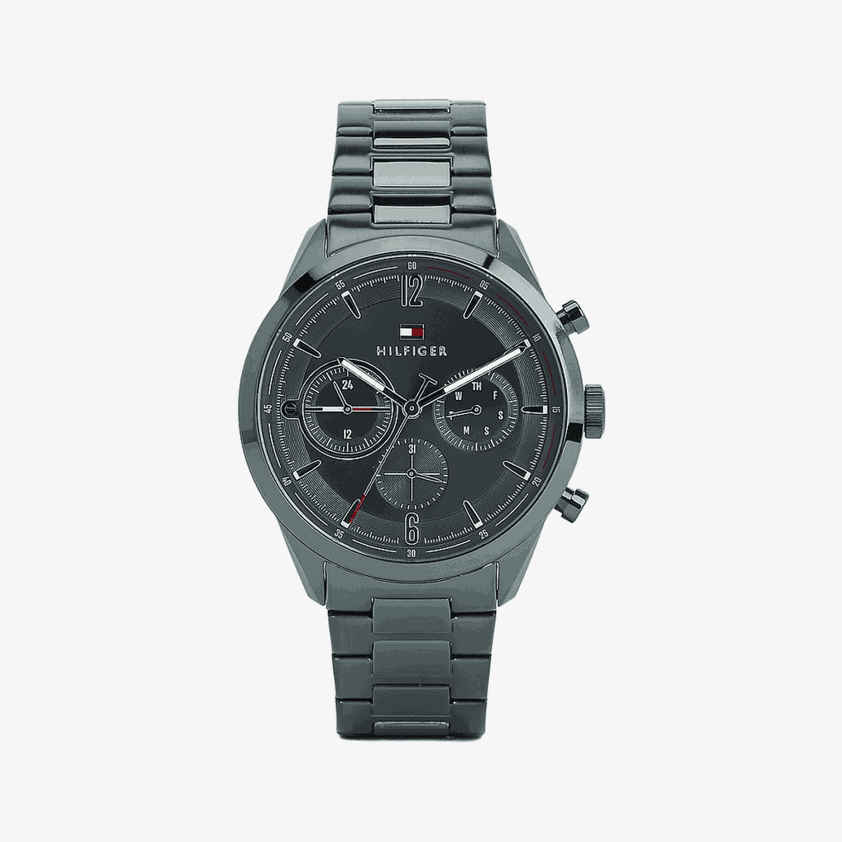 Reloj Tommy Hilfiger Matthew con caja y brazalete en gris oscuro, esfera negra - 1791945