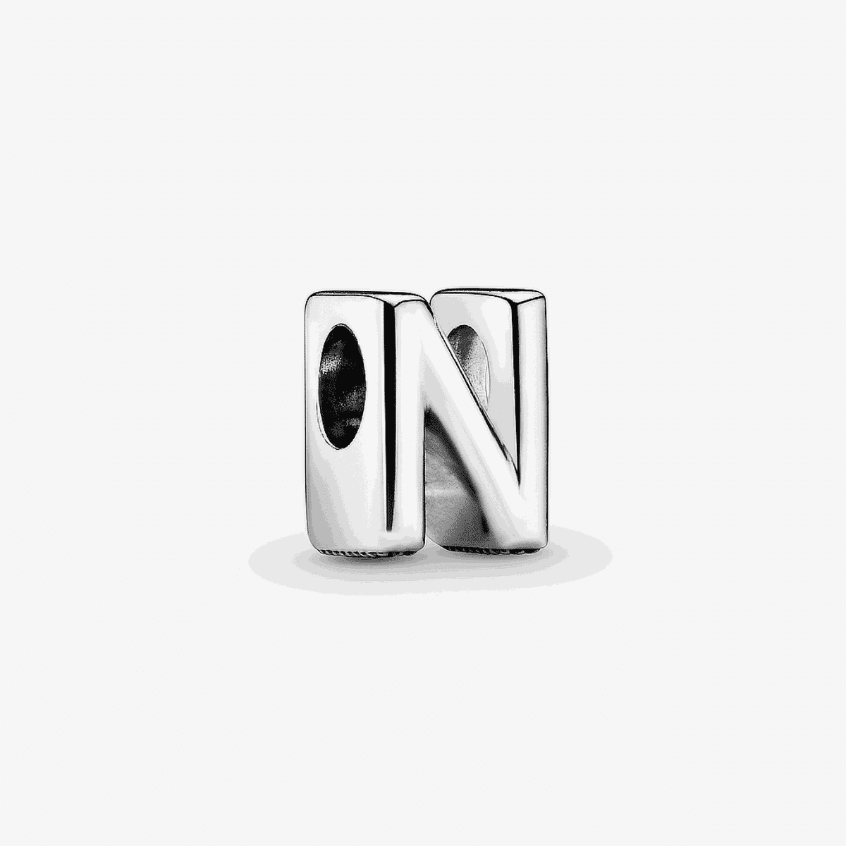 Charm Pandora letra 'N' en plata de ley, diseño liso - 797468