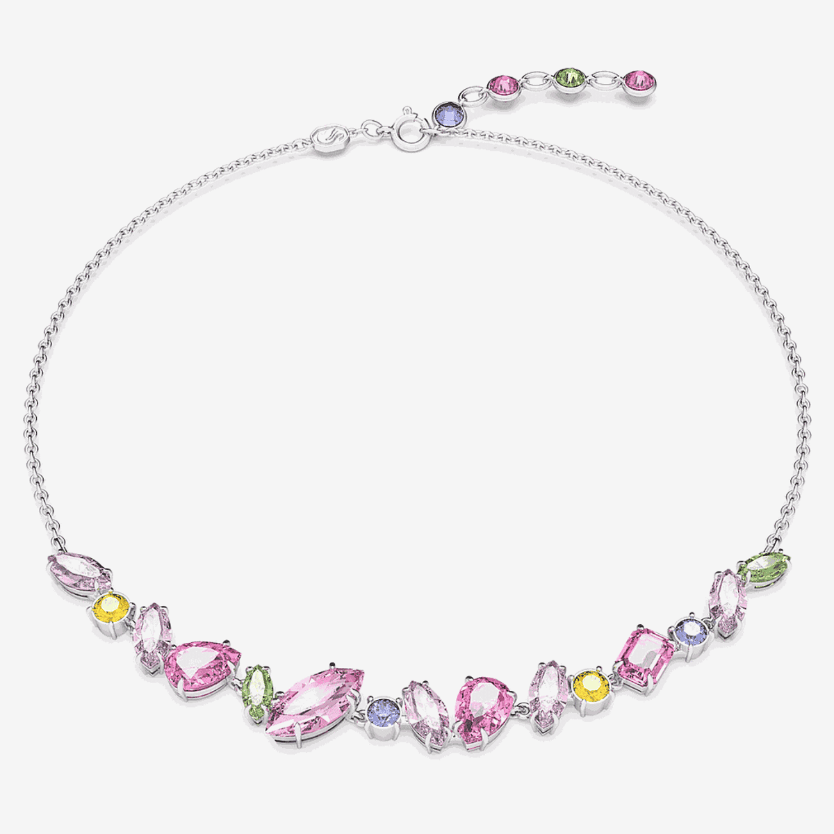 Collar Gema. Tallas mixtas, Multicolor, Baño de rodio Swarovski - 5658398