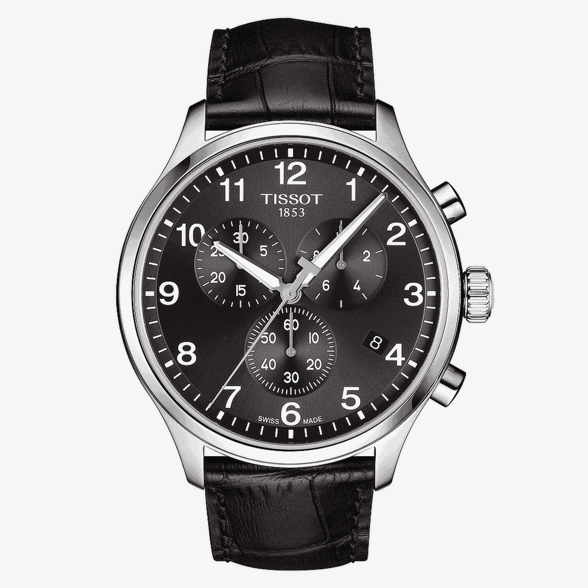 Reloj Tissot Chrono XL Classic con esfera negra y correa de piel negra - T1166171605700