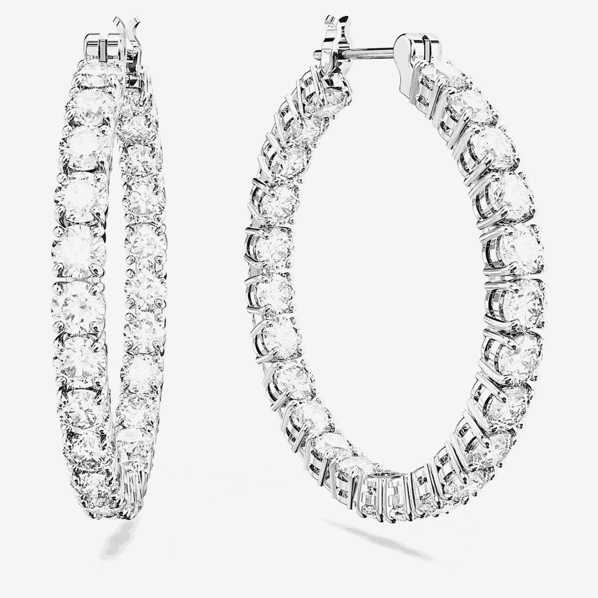 Pendientes de aro Matrix Swarovski Bañados en Rodio - 5647715