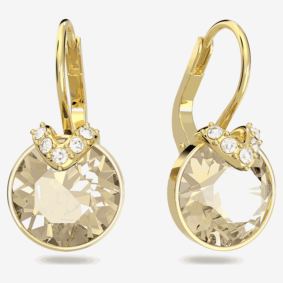Pendientes Bella V Swarovski chapados en oro con cristal champán - 5662093