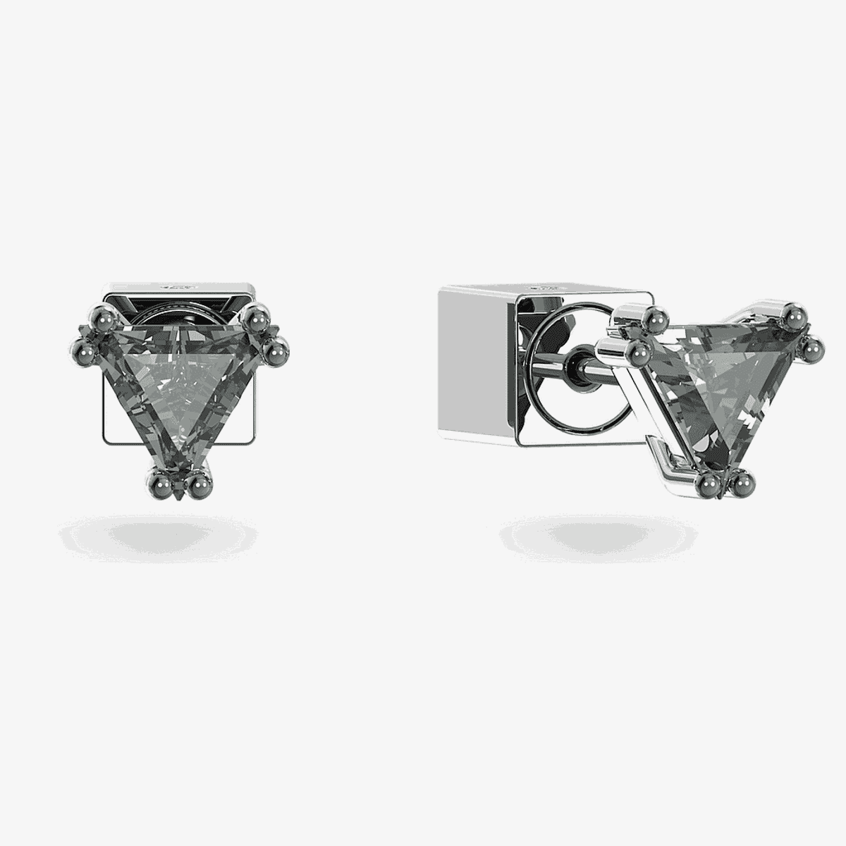 Pendientes de botón Stilla Swarovski chapados en rutenio con diseño triangular - 5639137