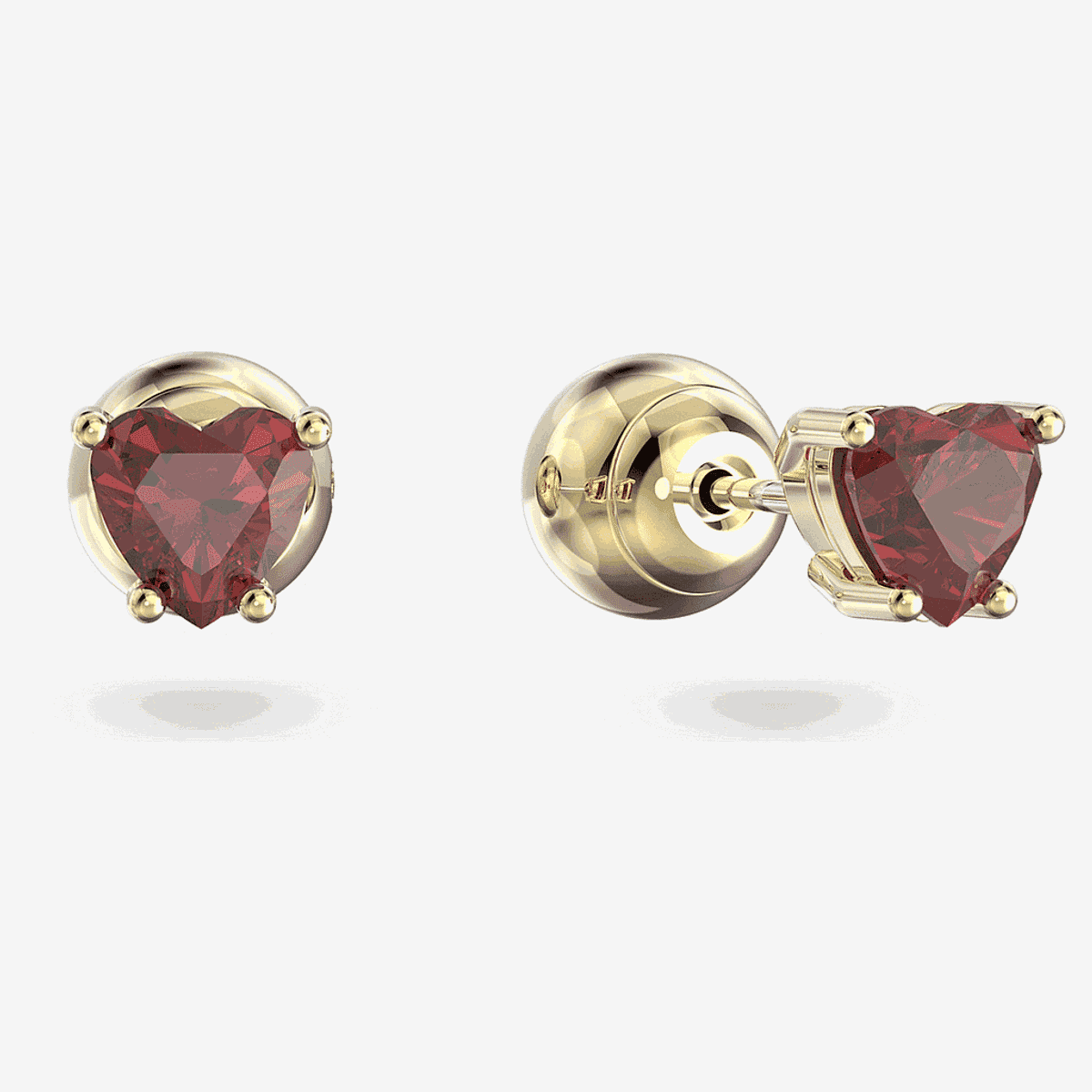 Pendientes de botón Stilla Corazón Rojo Swarovski chapados en oro - 5639133