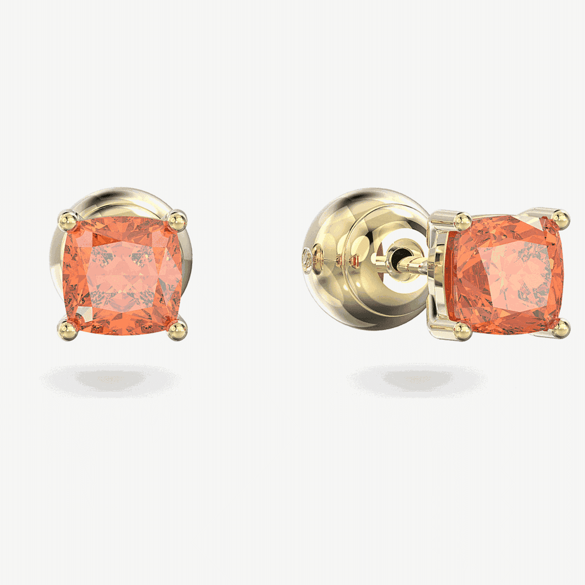 Pendientes de botón Stilla Naranja Swarovski chapados en oro - 5639123