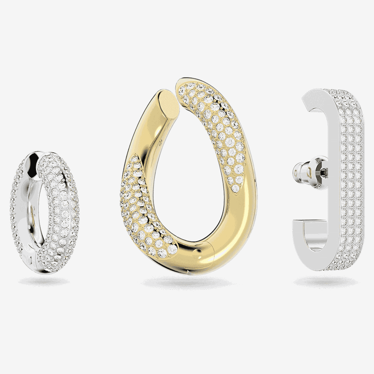Pendiente Bicolor ear cuff Dextera Swarovski Bañado en Rodio - 5615735