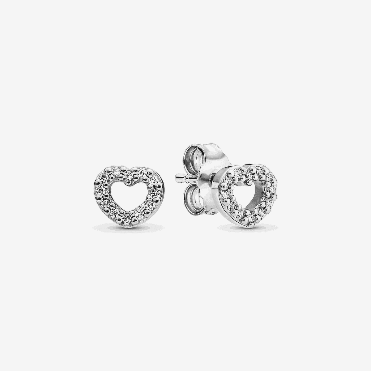 Pendientes Pandora en plata de ley con forma de corazón y circonitas cúbicas - 290528CZ