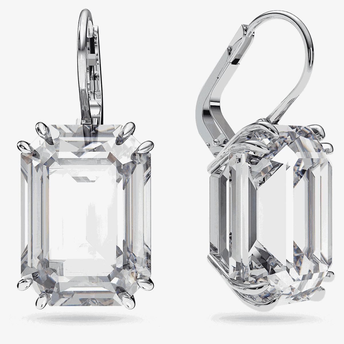 Pendientes Millenia Swarovski bañados en rodio con cristal rectangular - 5636569