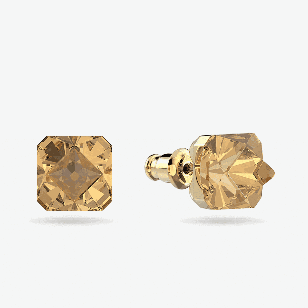 Pendientes de botón Ortyx Swarovski chapados en oro con cristal amarillo - 5613680