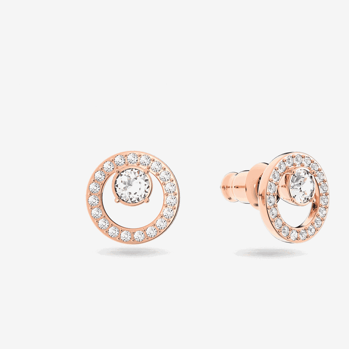 Pendientes de botón Creativity Swarovski chapados en oro rosa con diseño circular y cristales - 5199827